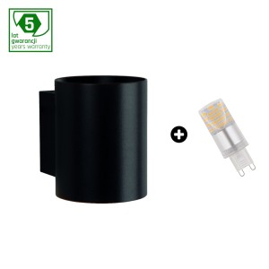 Pakiet 5 lat gwarancji : oprawa SQUALLA G9 tuba czarna + LED G9 4W WW ( SLIP006012 + WOJ+14433 )