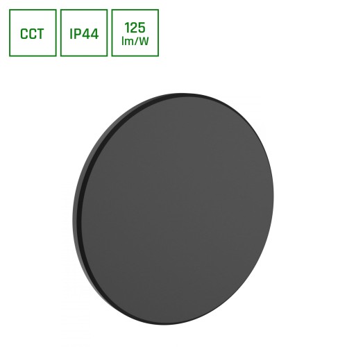 PIATTA 12W CCT 230V IP44 180x47MM CZARNY OKRĄGŁA ELEWACYJNA