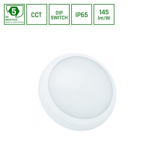 NYMPHEA CITY PRO 2 24/30W CCT 230V 120st IP65 IK08 FI320x80mm BIAŁY okrągła 5 lat gw.