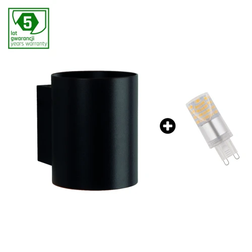 Pakiet 5 lat gwarancji : oprawa SQUALLA G9 tuba czarna + LED G9 4W WW ( SLIP006012 + WOJ+14433 )