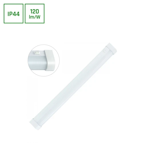 AQUATICA 15W WW 230V 150st IP44 596x46x63 BIAŁY okrągła końcówka, włącznik