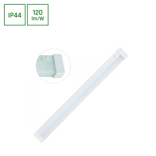 AQUATICA 15W WW 230V 150st IP44 596x46x63 BIAŁY kwadratowa końcówka, włącznik