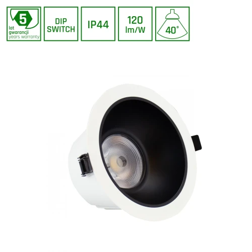 ORBITO DOWNLIGHT 14-27W NW 230V 40st IP44 Ra90 UGR<19 169X95MM BIAŁY/CZAR.MAT okr. regulacja mocy 5