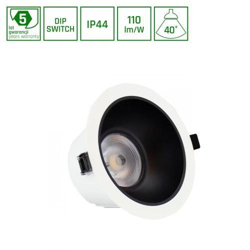 ORBITO DOWNLIGHT 14-27W WW 230V 40st IP44 Ra90 UGR<19 169X95MM BIAŁY/CZAR.MAT okr. regulacja mocy 5