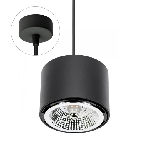 CHLOE AR111 NATYNKOWA GU10 250V IP20 120x85mm CZARNY okrągła nieruchoma baza okrągła kabel 1,5m